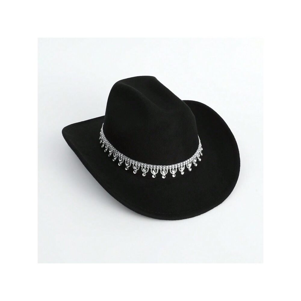1253 Women's Western Boho Cowboy Hat Rhinestone Sequin Wide Brim Cowgirl Hat - Picture 3 of 5